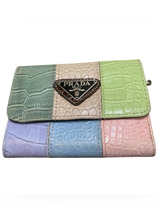 Prada Handbags - Prada Pastel Croc-Embossed Leather Wallet in Green, Pink, Blue, Lavender, Cream